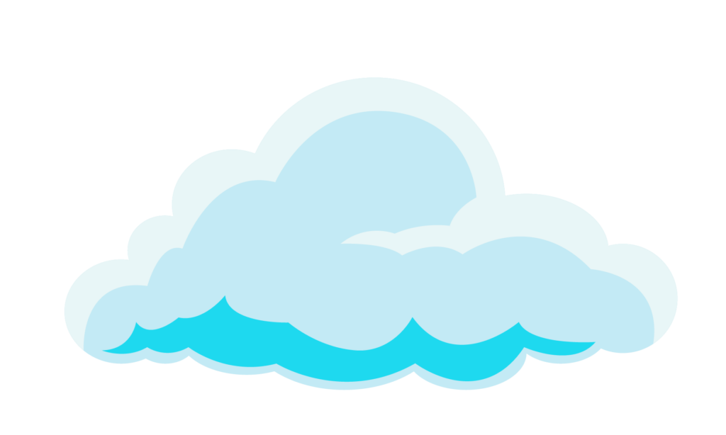 Eine Cartoon-Wolke, die Hosting auf weißem Hintergrund darstellt.